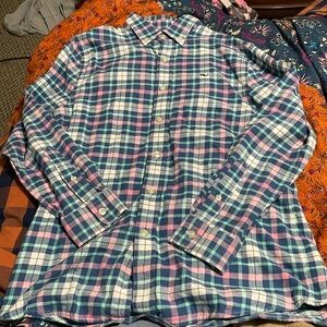 Vineyard Vines size M (12/14) flannel whale shirt- EUC